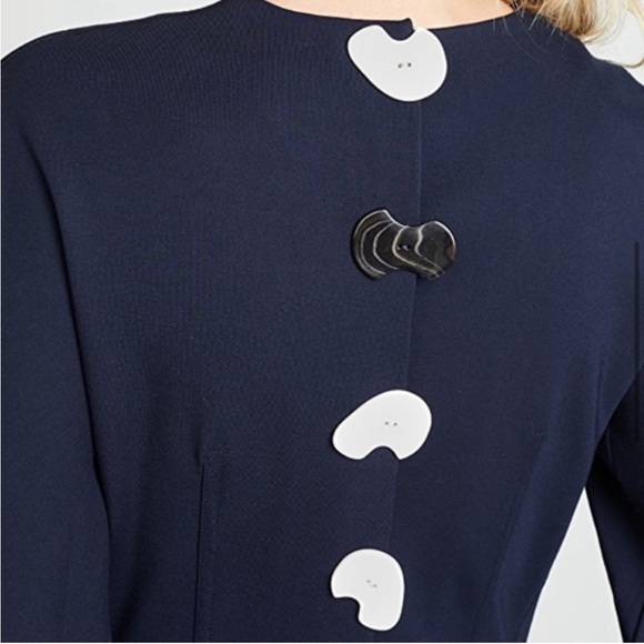 Tibi/ Bond Stretch Sculpted Button-Back Mini Dress navy blue long sleeve 2 - Picture 4 of 11